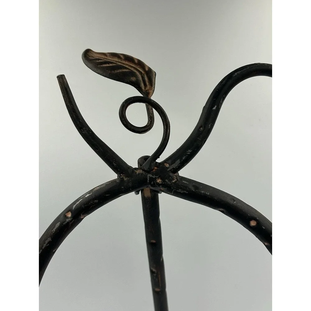 Metal Display Easel Stand, Bird & Leaf Design, Freestanding Decorative, Black